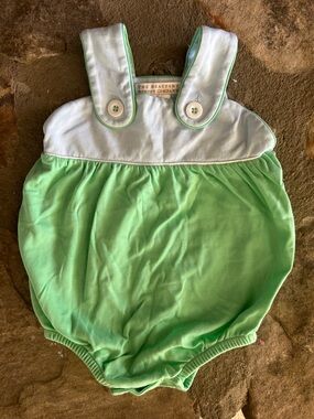 The Beaufort Bonnet Company Green and blue Baby Bubble Romper